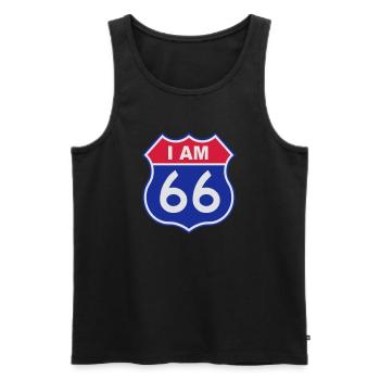 66 birthday - Men's Premium Organic Tank Top - black - Front - AI Model Male 178 light (178cm)