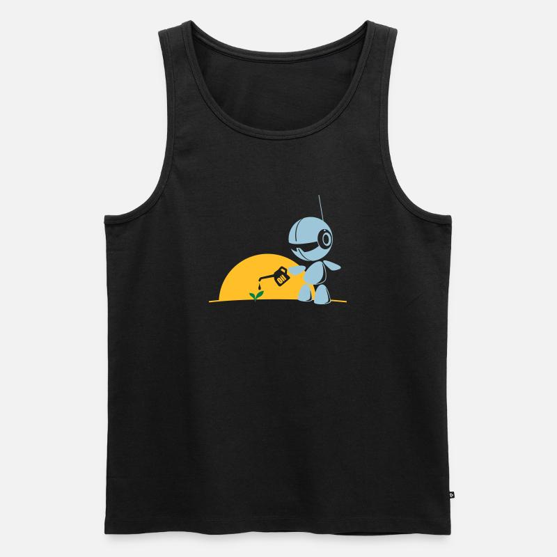 robot flower - Männer Premium Bio Tank Top - Schwarz