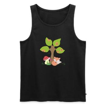 Fuchs unterm Baum - Männer Premium Bio Tank Top - Schwarz - Vorne - Michal (187cm)