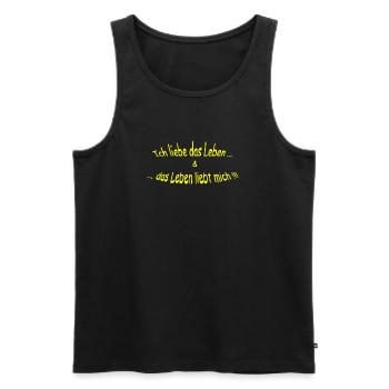 Ich-liebe-das-Leben-gelb - Männer Premium Bio Tank Top - Schwarz - Vorne - Michal (187cm)