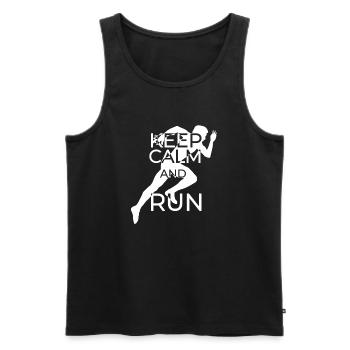 Running Motif with Quote - Men's Premium Organic Tank Top - black - Front - AI Model Male 178 light (178cm)