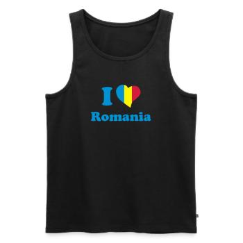 I love Romania - J'aime la Roumanie - Débardeur bio Premium Homme - noir - Devant - Michal (187cm)