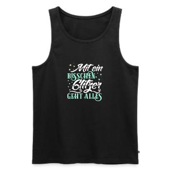 Mit ein bisschen Glitzer geht alles - Männer Premium Bio Tank Top - Schwarz - Vorne - AI Model Male 178 light (178cm)
