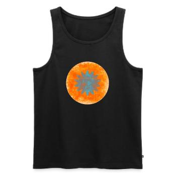 Abstract Floral Trench in Orange and Blue - Men's Premium Organic Tank Top - black - Front - AI Model Male 178 light (178cm)