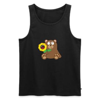 33 bear sunflower - Débardeur bio Premium Homme - noir - Devant - Michal (187cm)