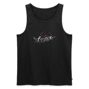 Deux cœurs avec le symbole de l'amour et de l'infini - Débardeur bio Premium Homme - noir - Devant - AI Model Male 178 light (178cm)