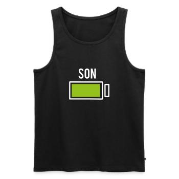 Sohn Partnerlook Partner Bro Batterie Akku Familie - Männer Premium Bio Tank Top - Schwarz - Vorne - Michal (187cm)