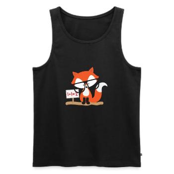 Kindermotiv: schlauer Fuchs rechnet - Männer Premium Bio Tank Top - Schwarz - Vorne - Michal (187cm)