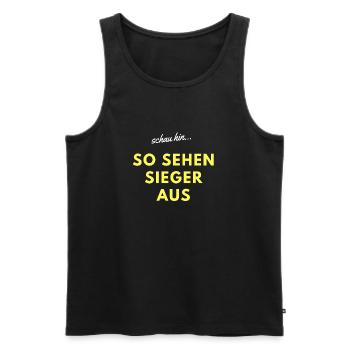 so sehen sieger aus - Männer Premium Bio Tank Top - Schwarz - Vorne - Michal (187cm)