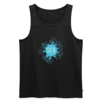 Meeresblüte Blau Seemotiv - Männer Premium Bio Tank Top - Schwarz - Vorne - AI Model Male 178 light (178cm)