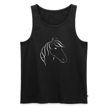 Tête de cheval avec cheval Maehne - Débardeur bio Premium Homme - noir - Devant - Michal (187cm)
