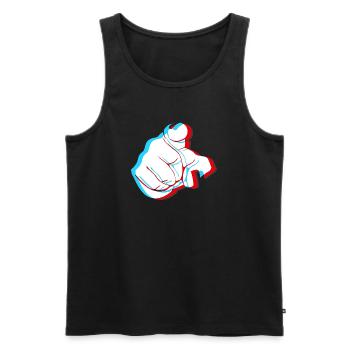 I want YOU - 3D finger - Men's Premium Organic Tank Top - black - Front - Michal (187cm)