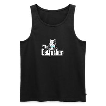 The Catfather Katze - Lustiges Design - Männer Premium Bio Tank Top - Schwarz - Vorne - Michal (187cm)