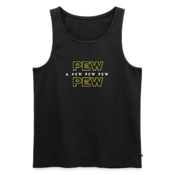 Eine neue Pew Pew - Männer Premium Bio Tank Top - Schwarz - Vorne - AI Model Male 178 light (178cm)