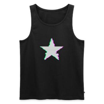 Glitch Star Gray Minimalist Cyber Aesthetic Shirt - Men's Premium Organic Tank Top - black - Front - AI Model Male 178 light (178cm)