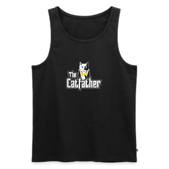 The Catfather I Katzen Dad Geschenk I Maine Coon - Männer Premium Bio Tank Top - Schwarz - Vorne - AI Model Male 178 light (178cm)
