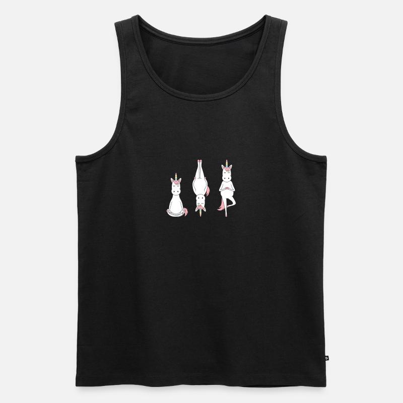 Einhörner in meditativer Pose - Männer Premium Bio Tank Top - Schwarz