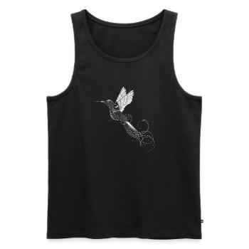 fantasievolle Kolibri Zeichnung - Männer Premium Bio Tank Top - Schwarz - Vorne - Michal (187cm)
