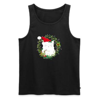 Chat de noel - Débardeur bio Premium Homme - noir - Devant - AI Model Male 178 light (178cm)