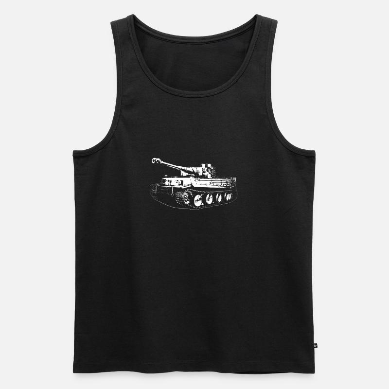 Panzer Silhouette Kontrastdesign - Männer Premium Bio Tank Top - Schwarz