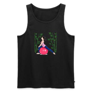 Pilates Übung Fitness Training Workout - Männer Premium Bio Tank Top - Schwarz - Vorne - AI Model Male 178 light (178cm)