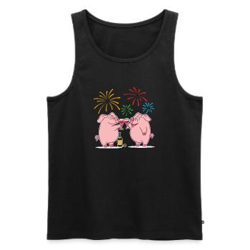 Glücksschwein Glücksbringer Silvester Neujahr - Männer Premium Bio Tank Top - Schwarz - Vorne - Michal (187cm)