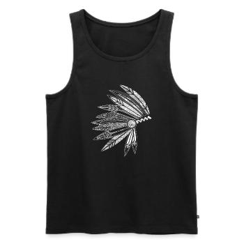 Kopfschmuck eines Häuptlings aus Federn - Männer Premium Bio Tank Top - Schwarz - Vorne - Michal (187cm)