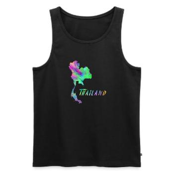 Thailand Landkarte im farbenfrohen Design Geschenk - Männer Premium Bio Tank Top - Schwarz - Vorne - AI Model Male 178 light (178cm)