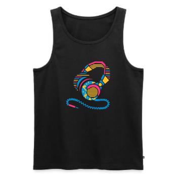 Headphones of patterns and stripes - Men's Premium Organic Tank Top - black - Front - AI Model Male 178 light (178cm)