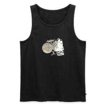 Ship + Map - Men's Premium Organic Tank Top - black - Front - Michal (187cm)