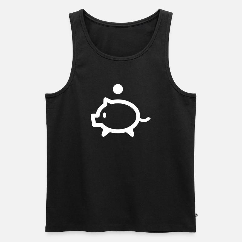 Sparschwein mit Münze - Männer Premium Bio Tank Top - Schwarz