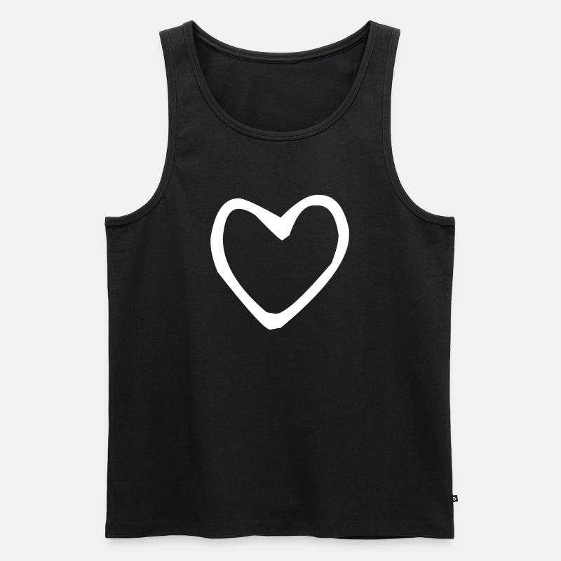 Weißes gezeichnetes Herz - Männer Premium Bio Tank Top - Schwarz