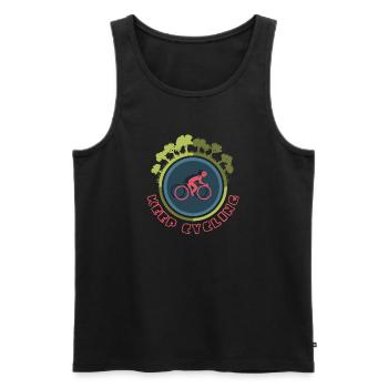 Cycling Icon Forest Nature Icon Logo - Men's Premium Organic Tank Top - black - Front - AI Model Male 178 light (178cm)