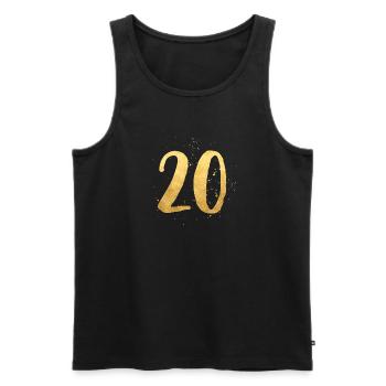 20 or rond anniversaire numéro vingt cadeau - Débardeur bio Premium Homme - noir - Devant - Michal (187cm)