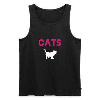 Idée cadeau pour l’amoureux des chats - Débardeur bio Premium Homme - noir - Devant - Michal (187cm)