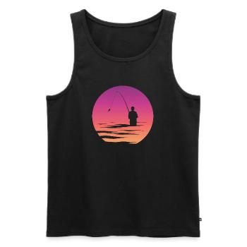 Angler Fischer See Symbol Mond Meer Illustration - Männer Premium Bio Tank Top - Schwarz - Vorne - AI Model Male 178 light (178cm)