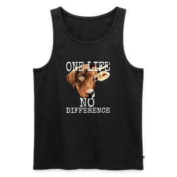 One Life No Difference Vegan Vegetarian Animal Welfare - Men's Premium Organic Tank Top - black - Front - Michal (187cm)