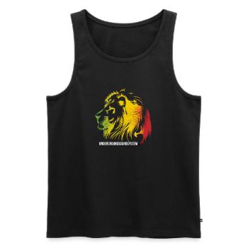 Löwe im Rastafari Farbenschnitt - Männer Premium Bio Tank Top - Schwarz - Vorne - AI Model Male 178 light (178cm)