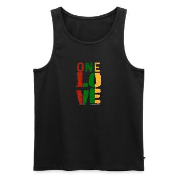 One Love Reggae Ribbon - Men's Premium Organic Tank Top - black - Front - Michal (187cm)