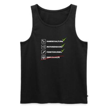 auto automobil oldtimer youngtimer Schaltung Autos - Männer Premium Bio Tank Top - Schwarz - Vorne - AI Model Male 178 light (178cm)