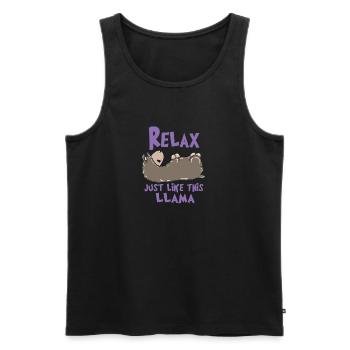 Relax Lama - Männer Premium Bio Tank Top - Schwarz - Vorne - AI Model Male 178 light (178cm)