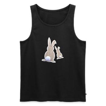 Lapins de Pâques par derrière - Débardeur bio Premium Homme - noir - Devant - Michal (187cm)
