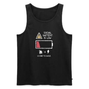 Social Battery - Men's Premium Organic Tank Top - charcoal grey - Front - Alexander (188cm)