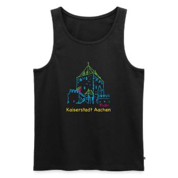 Kaiserstadt Aachen, Handzeichnung Ponttor - Männer Premium Bio Tank Top - Schwarz - Vorne - Michal (187cm)