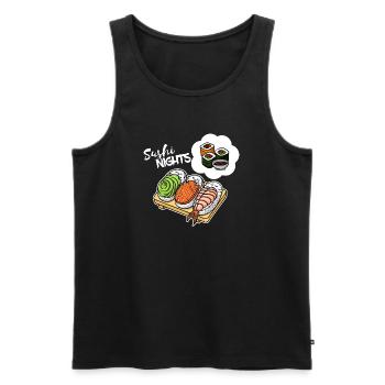 Sushi Avocado Lachs Schlafen Traum Lustig Essen - Männer Premium Bio Tank Top - Schwarz - Vorne - Michal (187cm)