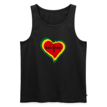 Love Heart with Rastafarian Symbolism - Men's Premium Organic Tank Top - black - Front - AI Model Male 178 light (178cm)