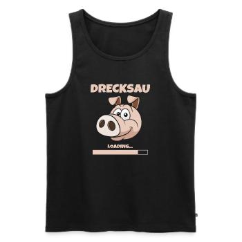 DRECKSAU - LOADING - Männer Premium Bio Tank Top - Schwarz - Vorne - Michal (187cm)
