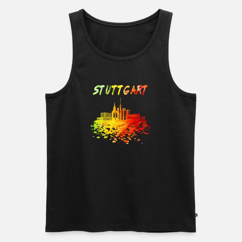 Stuttgart Skyline / Schwaben Stadt Schwarzwald - Männer Premium Bio Tank Top - Schwarz