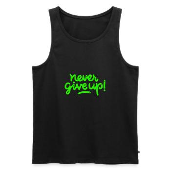 Never Give Up - Men's Premium Organic Tank Top - black - Front - Michal (187cm)