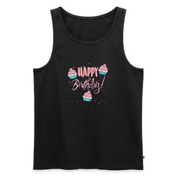 Happy Birthday with cupcakes - Men's Premium Organic Tank Top - black - Front - AI Model Male 178 light (178cm)